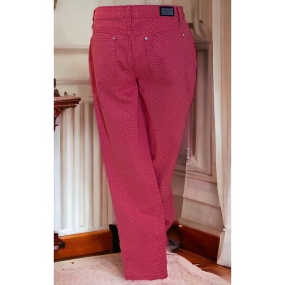 Earl Jean Womens Skinny Jeans Size 8 Salmon Polka Dot - Picture 9 of 15